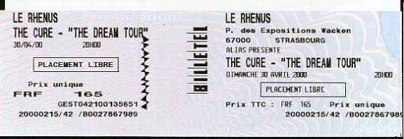 dream tour ticket - thanks olivier